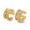 Rack Plating Brass Micro Pave Clear Cubic Zirconia Cuff Earrings for Women EJEW-C125-16G-4