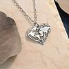201 Stainless Steel Heart with Map Pendant Necklaces for Women FS-WGB4230-02-1