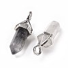 Natural Grey Quartz Pointed Pendants G-K329-63P-3