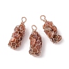 Rack Plating Copper Wire Wrapped Natural Red Agate Chip Big Pendants G-C130-01RG-11-1