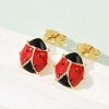 Brass Enamel Stud Earrings for Women EJEW-A126-04G-4