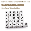 20Pcs White Cube Letter Silicone Beads 12x12x12mm Square Dice Alphabet Beads with 2mm Hole Spacer Loose Letter Beads for Bracelet Necklace Jewelry Making JX432R-4