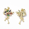 Rack Plating Brass Micro Pave Colorful Cubic Zirconia Charms ZIRC-C041-15G-1
