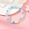 Ocean Dyed Synthetic Turquoise Sea Turtle Electroplate Glass Faceted Rondelle Beaded Stretch Bracelets for Women BJEW-JB14386-02-1