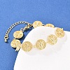 Flat Round with Saint Benedict Brass Link Chain for Women BJEW-K248-06A-G-1
