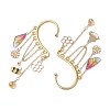 Brass Bees & Glass Teardrop Tassel Earrings EJEW-TA00538-4