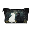 Polyester Cute Black & White Cat Under the Stars Printed Cosmetic Zipper Cluthch Bags PW-WGBE708-04-1