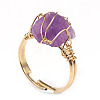 Nuggets Alloy Wire Wrapped Natural Amethyst Cuff Rings FS-WGA7830-01-2
