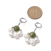 Shell Pearl & Taiwan Jade Leverback Earrings EJEW-JE05927-01-3