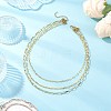 Brass Paperclip Chain 3 Layered Necklaces for Women NJEW-JN05507-2