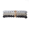 3Pcs Faceted Imitation Jade & Opaque Glass Rondelle Beaded Stretch Bracelets for Women BJEW-JB12563-04-4