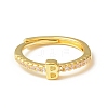 Clear Cubic Zirconia Initial Letter Adjustable Ring RJEW-C052-01G-B-2