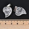 Natural Quartz Crystal Heart Pendants G-H073-03P-15-3