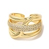 Rack Plating Brass Micro Pave Clear Cubic Zirconia Cuff Rings for Women RJEW-G325-13G-G-2