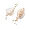 Natural Conch Shell Dangle Earrings EJEW-TA00610-4