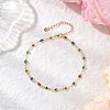 Handmade Evil Eye Lampwork Brass Link Chain Anklets for Women AJEW-AN00715-01-1