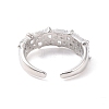 Rectangle Cubic Zirconia Open Cuff Ring RJEW-P035-07G-01-3