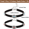 2Pcs 2 Colors Bohemian Alloy & Resin Imitation Turquoise Oval Velvet Choker Necklaces NJEW-CL0001-11-2