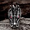 Dragon Head 316L Surgical Stainless Steel Czech Rhinestone Wide Band Rings for Men RJEW-BB01166-10-2