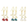 3 Pairs 3 Colors Brass Flower Dangle Earrings EJEW-YW00003-2