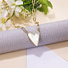 Natural Shell Heart Pendant Necklace with Stainless Steel Paperclip Chains IQ7813-1-2
