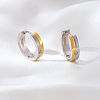 Two Tone 304 Stainless Steel Rhinestone Hoop Earrings for Women OJ2357-2-3