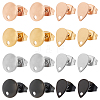   32Pcs 4 Colors Teardrop & Flat Round 304 Stainless Steel Stud Earring Findings STAS-PH0001-55-1