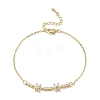 Brass Pave Clear Cubic Zirconia Flower Link Bracelets KK-CBA6980-24G-4