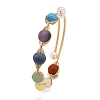 Round Mixed Gemstone Braided Bangle with Natural Pearl BJEW-JB08000-2