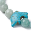 Natural Flower Amazonite & Synthetic Turquoise Dolphin Beaded Stretch Bracelets BJEW-JB09826-03-3
