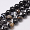 Natural Black Agate Bead Strands G-G962-12mm-12-1