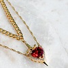 2Pcs Sword & Heart Zinc Alloy Light Siam Rhinestone Pendant Double Layer Necklaces for Women FS-WG484C5-01-1