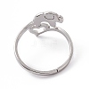 Non-Tarnish 201 Stainless Steel Elephant with Heart Adjustable Ring for Women RJEW-K238-07P-2