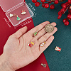 8Pcs 8 Styles Christmas Themed Real 18K Gold Plated Brass Enamel Charms KK-BBC0014-99-3