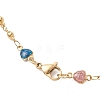 304 Stainless Steel Enamel Colorful Heart Link Chain Necklaces for Women NJEW-JN05899-5