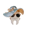 Light Blue Summer Hat Cartoon Tooth Enamel Brooch Pin JEWB-Z031-11KCG-1