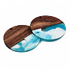 Transparent Resin & Walnut Wood Pendants X-RESI-T035-35B-3