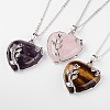 Brass Natural Mixed Stone Pendant Necklaces NJEW-JN01274-2