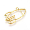Rack Plating Alloy Open Back Bezel Pendants PALLOY-R099-06G-FF-1