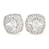 Brass Pave Cubic Zirconia Square Stud Earrings for Women EJEW-I304-27P-06-1