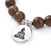 Unisex Wood Beads Stretch Charm Bracelets BJEW-JB04959-03-2