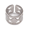304 Stainless Steel Rhombus Open Cuff Rings for Women RJEW-G285-31P-2