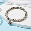 Natural Dalmatian Jasper Round Beaded Stretch Bracelets BJEW-JB09727-02-2