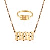 Number Pendant Necklace & Open Cuff Ring JX202A-1