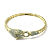 Brass Pave Cadet Blue & Orchid Cubic Zirconia Leopard Hinged Bangle for Women BJEW-K246-21B-G-2