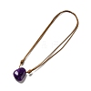 Natural Amethyst Triangle Pendant Necklace with Waxed Cord for Women NJEW-G093-01A-3