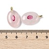 Natural Rose Quartz & Cubic Zirconia Pendants G-Z076-01G-02-3