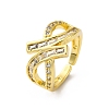 Brass Micro Pave Cubic Zirconia Cuff Rings for Women RJEW-U053-03G-4