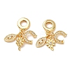 Rack Plating Brass Micro Pave Cubic Zirconia European Dangle Charms KK-P270-02E-G-1-1