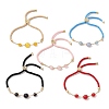 Natural Mixed Gemstone Round Beaded Slider Bracelets BJEW-JB11054-1